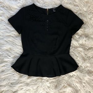 🔴F21 dressy ruffle-flair top